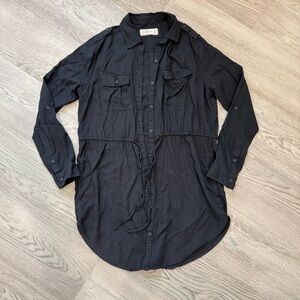 Abercrombie & Fitch Black Button-Down Long Line Shirt